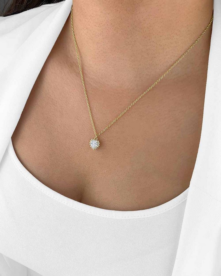 DANIEL CLIFFORD Herzkette 'Eliana' Damen Halskette Silber 925 vergoldet Herzanhänger Kristall (inkl. Verpackung), goldene Silberkette Herz Kristall grün, Geschenk als Zeichen der Liebe von DANIEL CLIFFORD