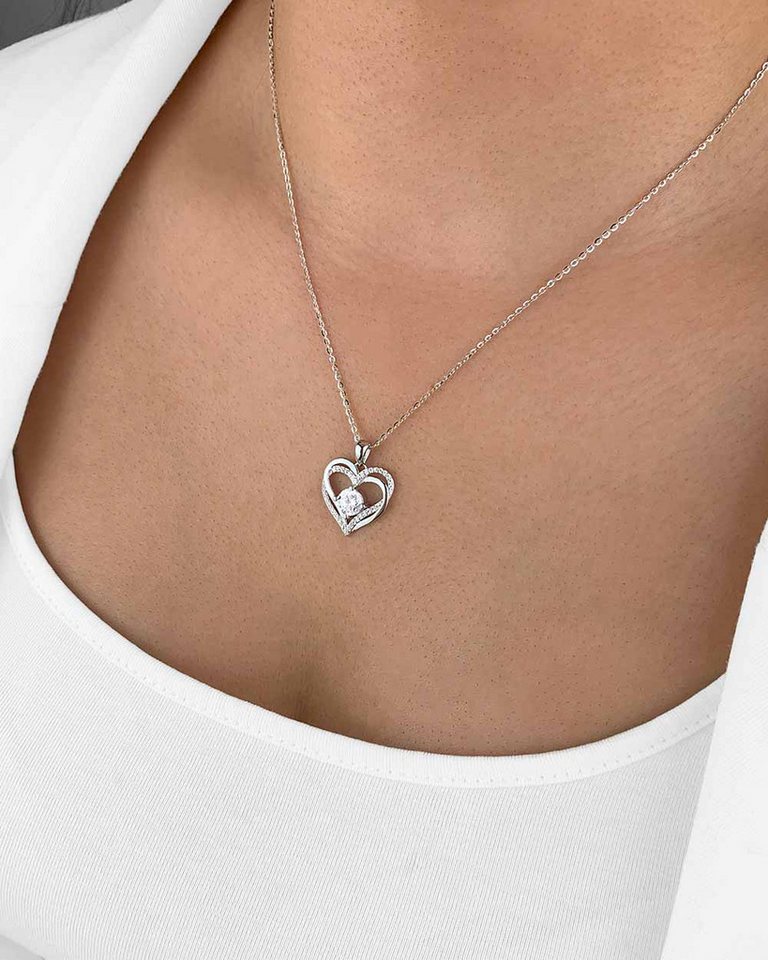 DANIEL CLIFFORD Herzkette 'Eva' Damen Halskette Silber 925 Herz Anhänger Kristall (inkl. Verpackung), größenverstellbare Silberkette, Herzanhänger als Zeichen der Liebe von DANIEL CLIFFORD