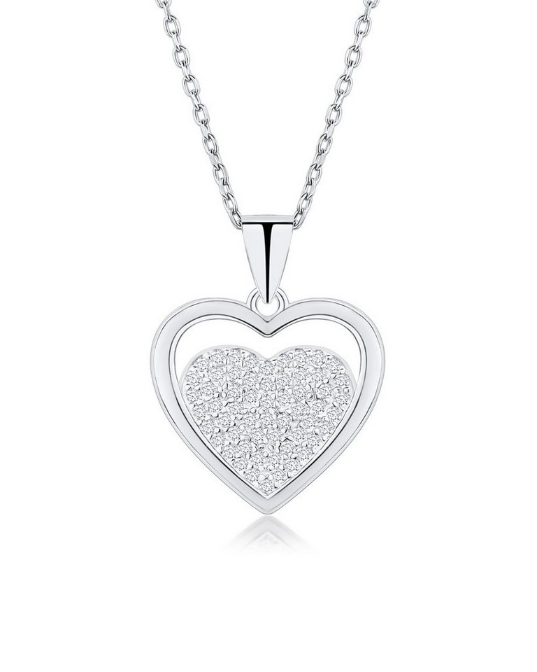 DANIEL CLIFFORD Herzkette 'Jasina' Damen Halskette Silber 925 Herz Anhänger (inkl. Verpackung), größenverstellbare Silberkette mit Herzanhänger Kristalle von DANIEL CLIFFORD
