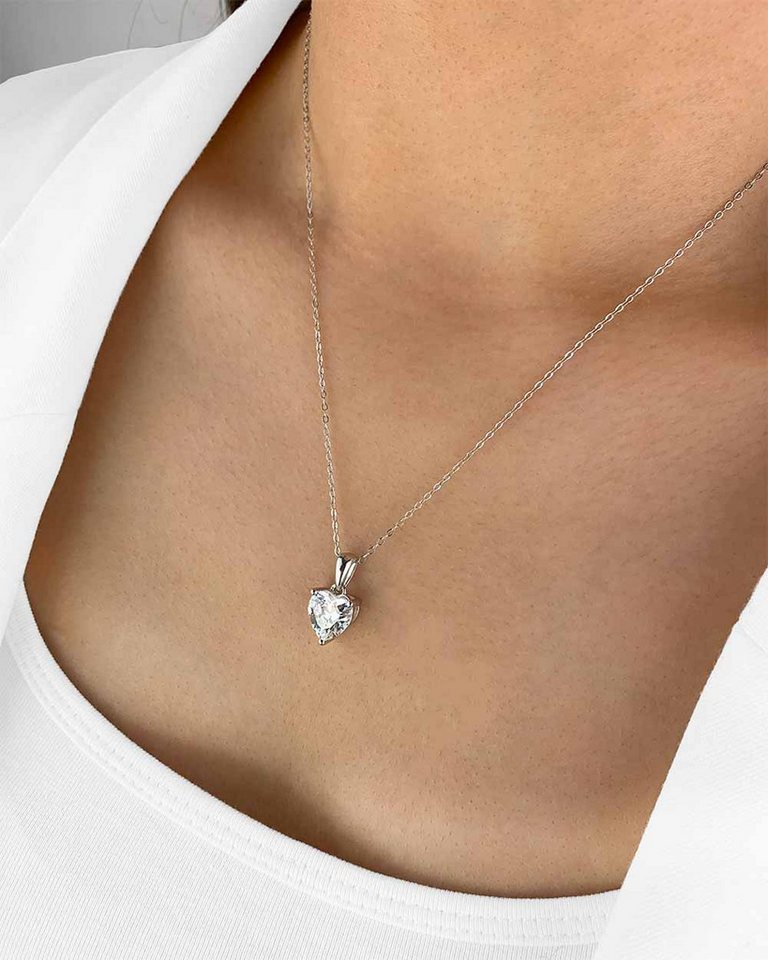 DANIEL CLIFFORD Herzkette 'Joline' Damen Halskette Silber 925 Herz-Anhänger Kristall weiß (inkl. Verpackung), Silberkette mit Herzkristall Collier für Damen, hautfreundlich von DANIEL CLIFFORD
