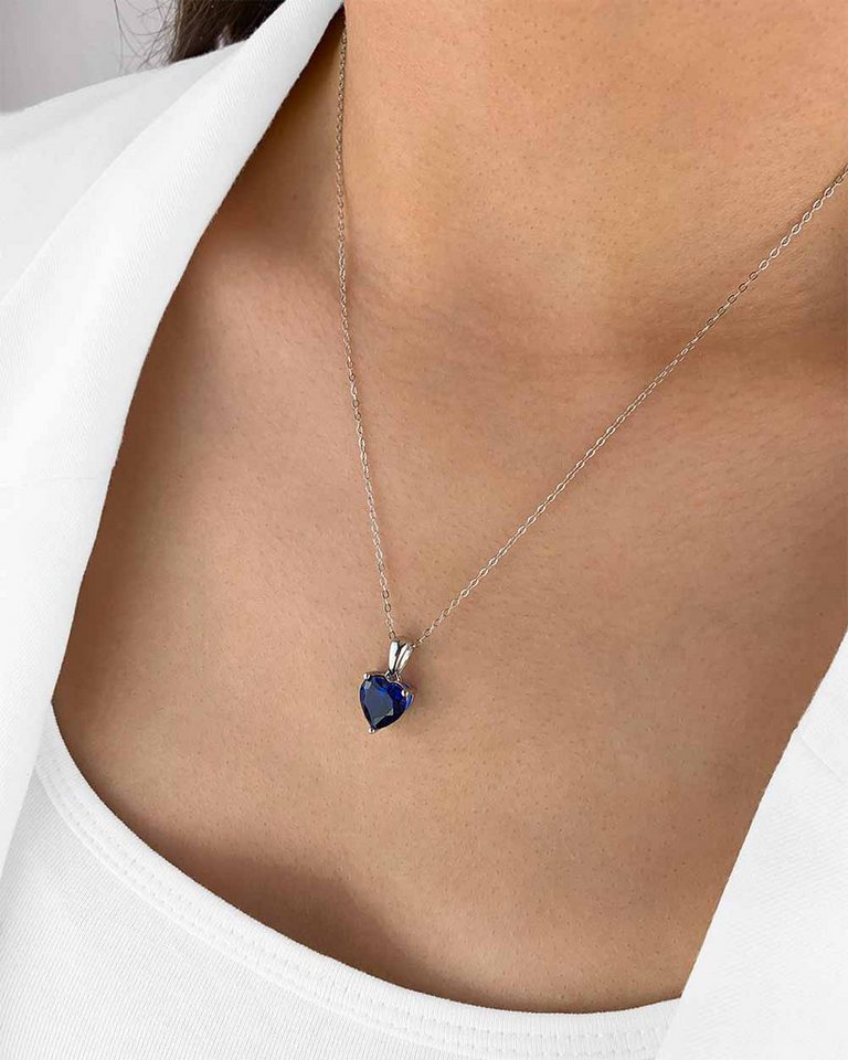 DANIEL CLIFFORD Herzkette 'Joline' Damen Halskette Silber 925 Herz Anhänger blau (inkl. Verpackung), 45cm Collier mit Herzanhänger, blauer Kristall von DANIEL CLIFFORD