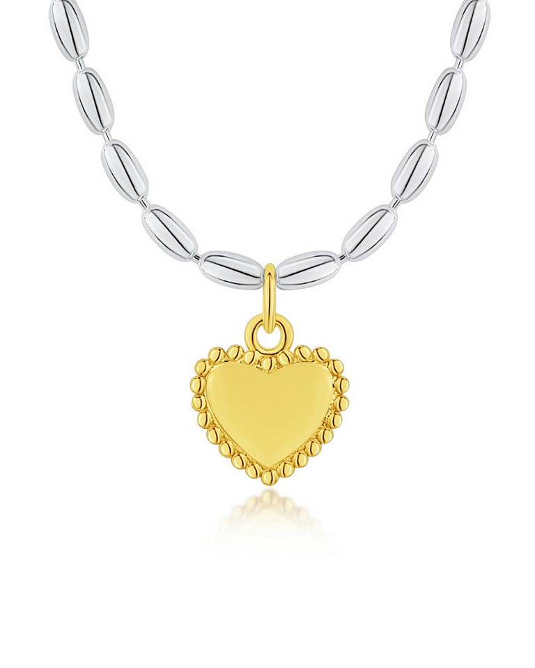 DANIEL CLIFFORD Herzkette 'Lenia' Damen Halskette Silber 925 Herz Anhänger bicolor (inkl. Verpackung), vergoldeter Herzanhänger 18 Karat Gelbgold von DANIEL CLIFFORD