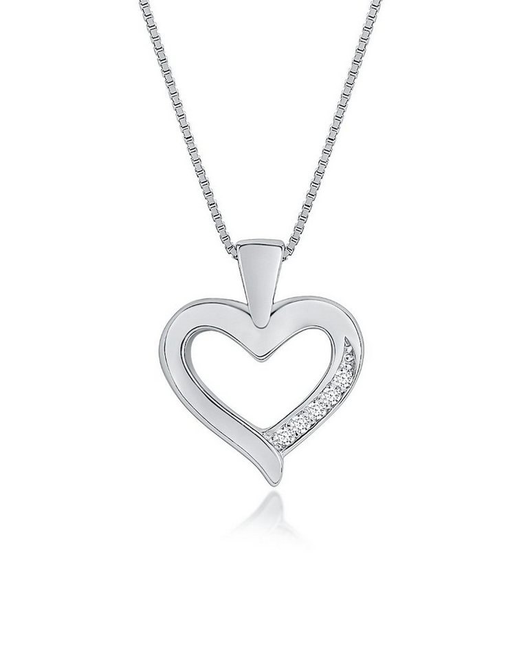 DANIEL CLIFFORD Herzkette Liliana' Damen Halskette Silber 925 mit Anhänger Herz (inkl. Verpackung), 45cm filigrane Silberkette mit Herz Anhänger und Zirkonia Kristallen von DANIEL CLIFFORD