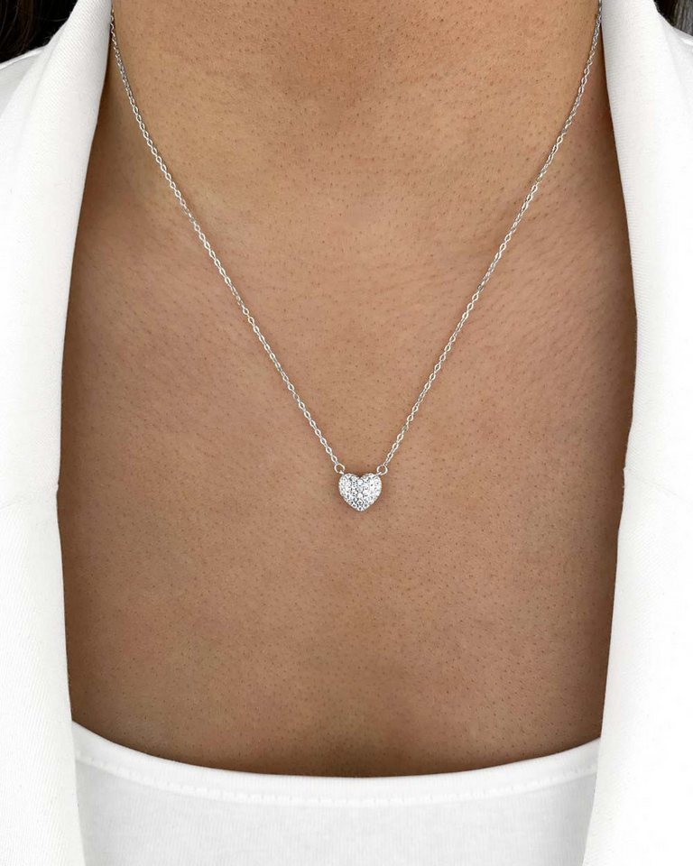 DANIEL CLIFFORD Herzkette 'Maria' Damen Halskette Silber 925 Herz Anhänger Kristalle (inkl. Verpackung), Silberkette mit Kristall-Herz Collier Geschenk Frau von DANIEL CLIFFORD