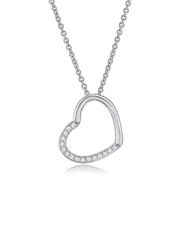 DANIEL CLIFFORD Herzkette 'Sienna' Damen Halskette Silber 925 mit Anhänger Herz (inkl. Verpackung), 45cm filigrane Silberkette mit Herz Anhänger und Zirkonia Kristallen von DANIEL CLIFFORD