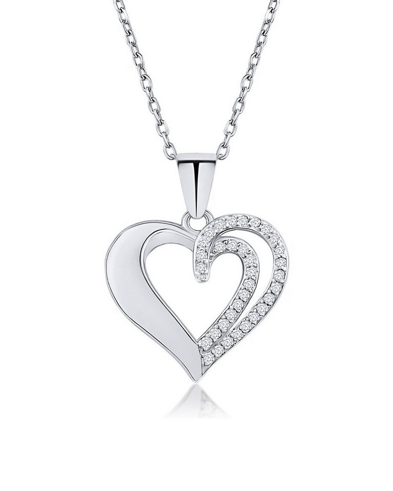DANIEL CLIFFORD Herzkette 'Vanessa' Damen Halskette Silber 925 Herz Anhänger (inkl. Verpackung), größenverstellbare Silberkette 45cm Collier mit Kristallen von DANIEL CLIFFORD