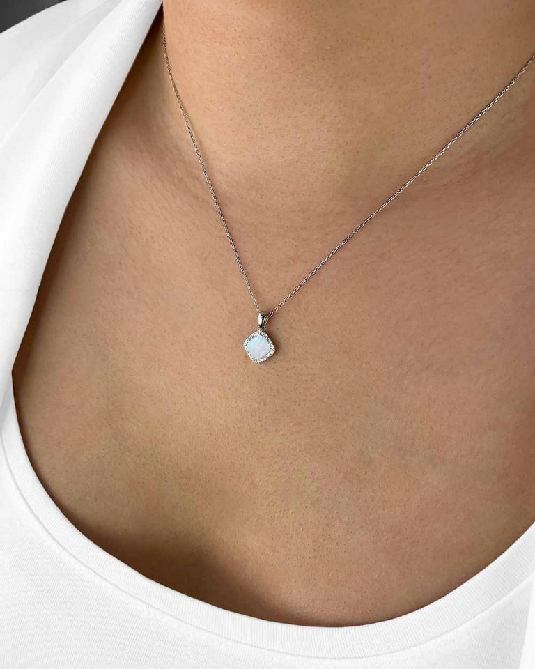 DANIEL CLIFFORD Kette mit Anhänger 'Alexis' Damen Halskette Silber 925 Anhänger Mondstein Kristall (inkl. Verpackung), Silberkette mit viereckigem Kristall Anhänger Moonstone Schimmer von DANIEL CLIFFORD