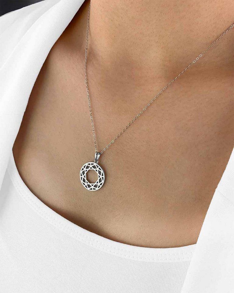 DANIEL CLIFFORD Kette mit Anhänger 'Alira' Damen Halskette Silber 925 runder Anhänger geometrisch (inkl. Verpackung), 45cm Silberkette Collier, Kreisanhänger mit Striemen von DANIEL CLIFFORD