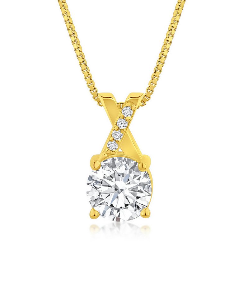 DANIEL CLIFFORD Kette mit Anhänger 'Ashley' Damen Halskette Silber 925 18k vergoldet Solitär Anhänger (inkl. Verpackung), 45cm Collier aus 925 Sterlingsilber mit 750 Gelbgold Beschichtung von DANIEL CLIFFORD