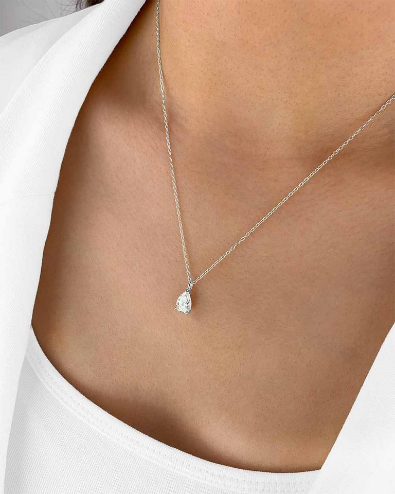 DANIEL CLIFFORD Kette mit Anhänger 'Aurelia' Damen Halskette Silber 925 Tropfen Anhänger Kristall (inkl. Verpackung), Silberkette 45cm, Drop-Pendant Kristallanhänger weiß von DANIEL CLIFFORD