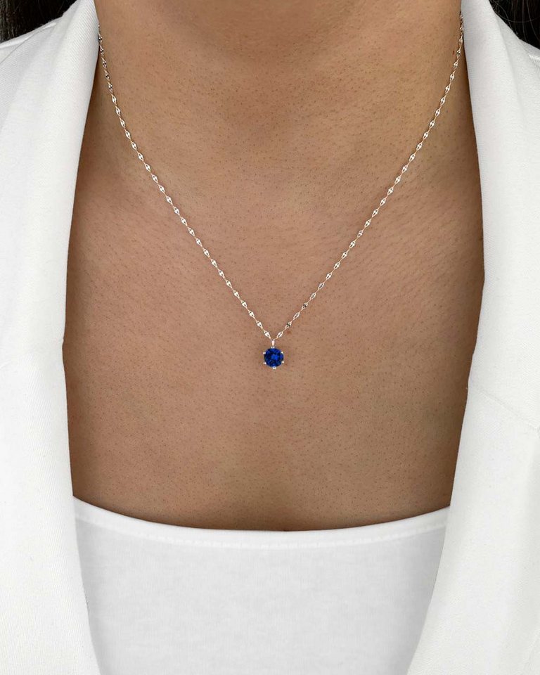 DANIEL CLIFFORD Kette mit Anhänger 'Belle' Damen Halskette Silber 925 Kristall blau Solitär Anhänger (inkl. Verpackung), filigrane Silberkette mit Kristallanhänger rund königsblau Collier von DANIEL CLIFFORD