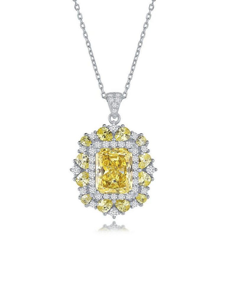 DANIEL CLIFFORD Kette mit Anhänger 'Clea' Damen Halskette Silber 925 Kristall-Anhänger gelb (inkl. Verpackung), größenverstellbare Silberkette 39cm - 45cm, Statement-Kette von DANIEL CLIFFORD