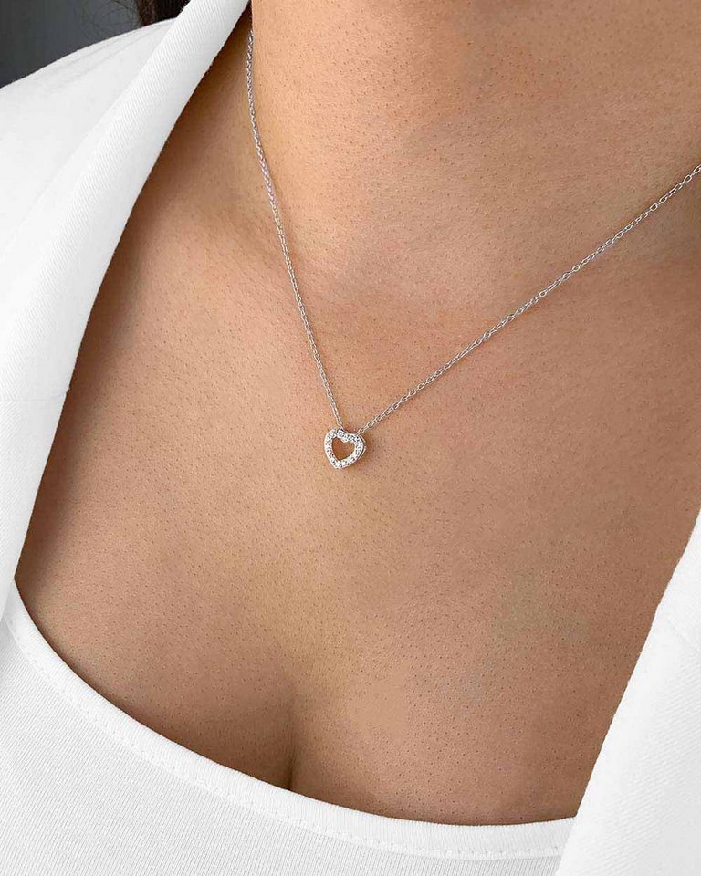 DANIEL CLIFFORD Kette mit Anhänger 'Cordelia' Damen Halskette Silber 925 Herz Anhänger Kristall (inkl. Verpackung), Silberkette Collier mit Kristallanhänger Herz Zeichen der Liebe von DANIEL CLIFFORD