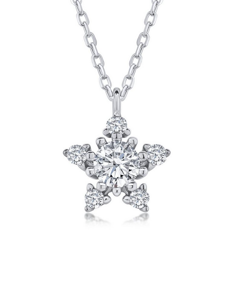 DANIEL CLIFFORD Kette mit Anhänger 'Danica' Damen Halskette Silber 925 Stern Anhänger (inkl. Verpackung), größenverstellbare Silberkette mit Kristall-Anhänger von DANIEL CLIFFORD