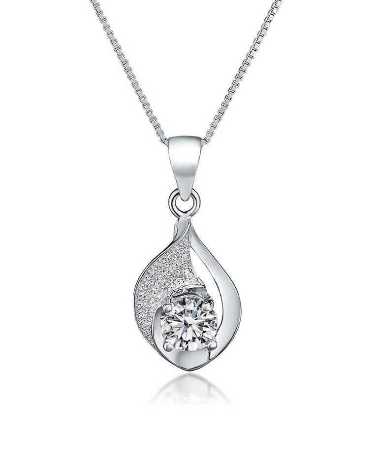 DANIEL CLIFFORD Kette mit Anhänger 'Iris' Damen Halskette Silber 925 mit Anhänger Tropfenform Kristall (inkl. Verpackung), 45cm Kette aus Sterlingsilber mit Kristall-Anhänger von DANIEL CLIFFORD