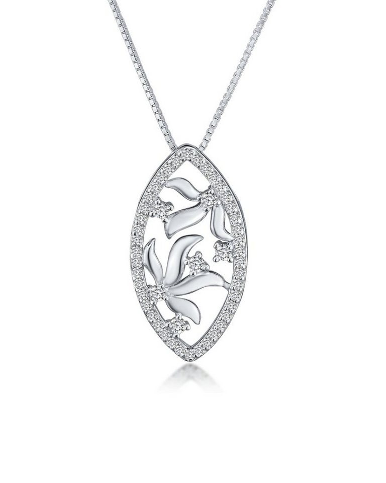 DANIEL CLIFFORD Kette mit Anhänger 'Lana' Damen Halskette Silber 925 Blüten-Anhänger mit Zirkonia Kristallen (inkl. Verpackung), 45cm Collier aus 925 Sterlingsilber, haut- und allergiefreundlich von DANIEL CLIFFORD