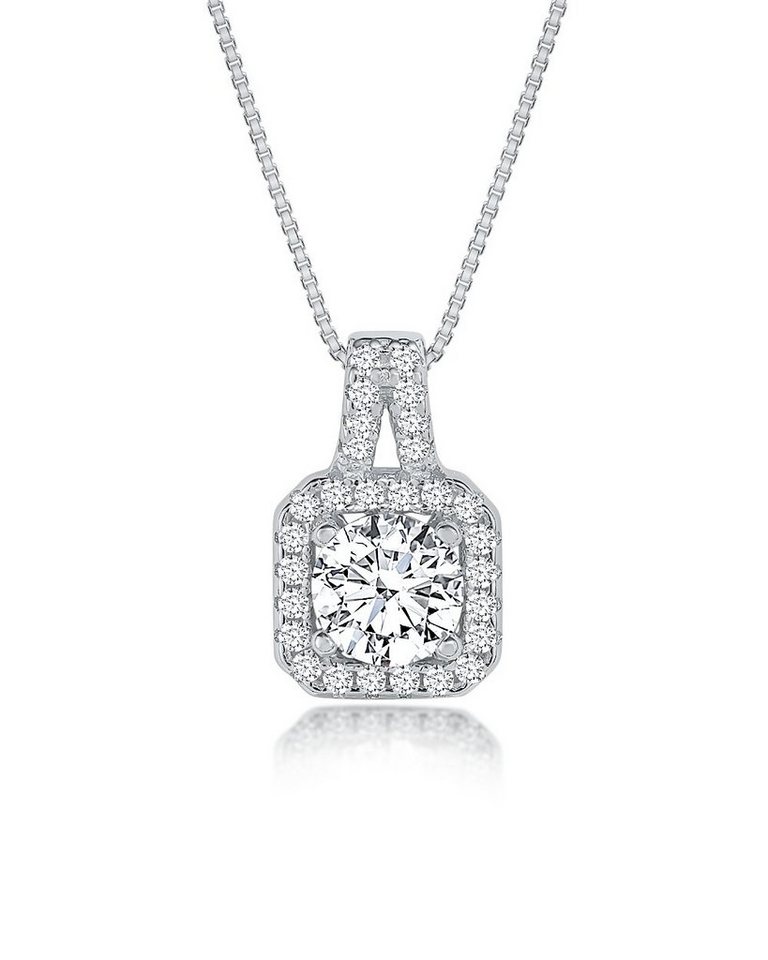 DANIEL CLIFFORD Kette mit Anhänger ''Lindsey" Damen Halskette Silber 925 quadratischer Anhänger (inkl. Verpackung), 45cm Collier aus 925 Sterlingsilber mit Zirkonia-Kristallen von DANIEL CLIFFORD