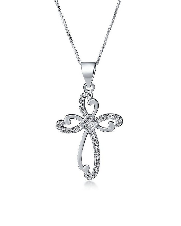 DANIEL CLIFFORD Kette mit Anhänger 'Mary' Damen Halskette Silber 925 mit Anhänger Kreuz (inkl. Verpackung), 45cm Silberkette und Kreuz-Anhänger aus Sterlingsilber und Zirkonia-Kristallen, haut- und allergiefreundlich von DANIEL CLIFFORD