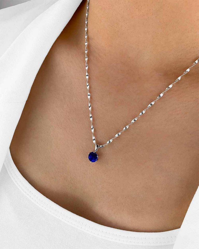 DANIEL CLIFFORD Kette mit Anhänger 'Mirielle' Damen Halskette Silber 925 Solitär Anhänger blau Kristall (inkl. Verpackung), größenverstellbare Silberkette gedreht, Schlangenkette mit Kristall von DANIEL CLIFFORD