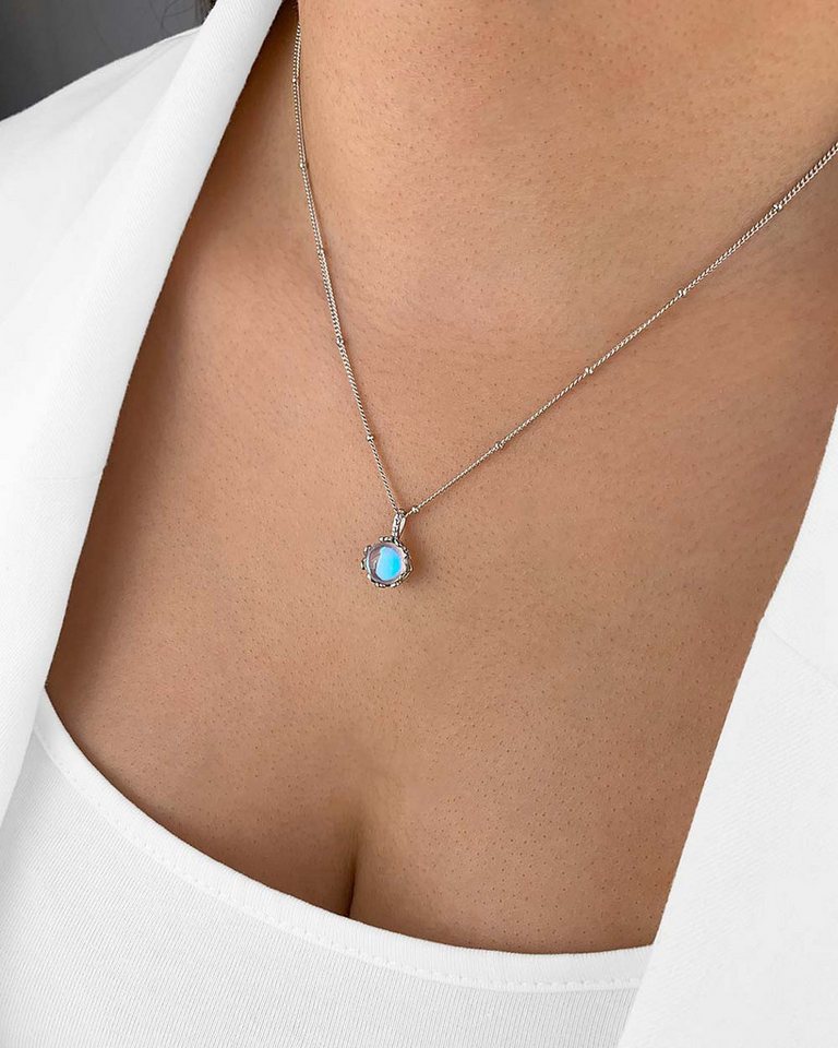 DANIEL CLIFFORD Kette mit Anhänger 'Mystique' Damen Halskette Silber 925 Mondstein Ranken (inkl. Verpackung), 40cm - 45cm größenverstellbar, haut- und allergiefreundlich von DANIEL CLIFFORD