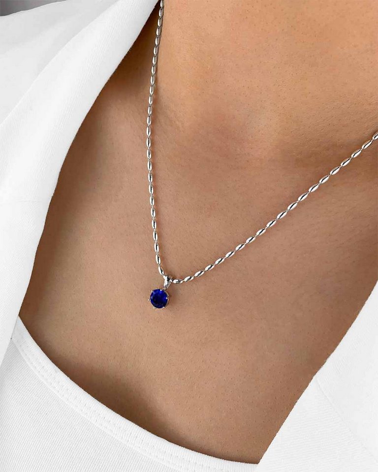 DANIEL CLIFFORD Kette mit Anhänger 'Rosabelle' Damen Halskette Silber 925 runder Kristall Anhänger blau (inkl. Verpackung), größenverstellbare Silberkette mit Silberperlen und Kristallanhänger von DANIEL CLIFFORD