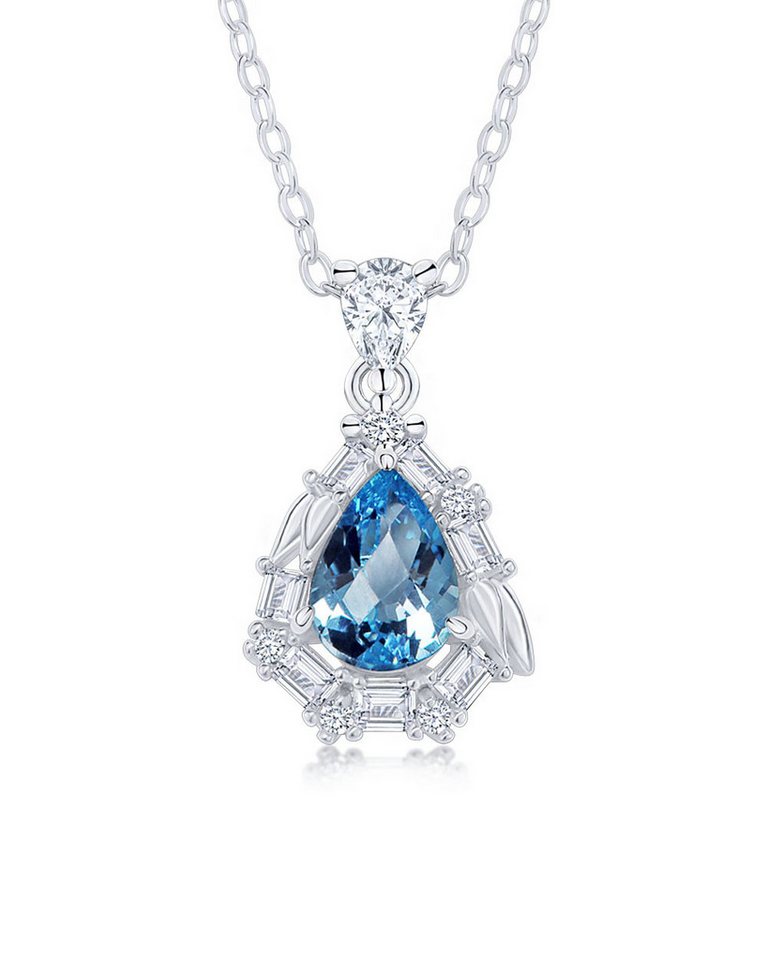 DANIEL CLIFFORD Kette mit Anhänger 'Serenity' Damen Halskette Silber 925 Tropfen Anhänger Kristall blau (inkl. Verpackung), größenverstellbare Silberkette 40 cm - 45 cm, Tropfenanhänger blau von DANIEL CLIFFORD