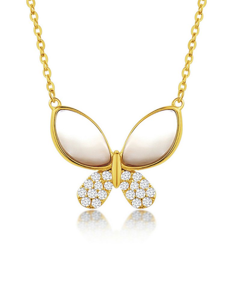 DANIEL CLIFFORD Kette mit Anhänger 'Simone' Damen Halskette Silber 925 vergoldet 18k Gold Schmetterling (inkl. Verpackung), größenverstellbare Goldkette 41cm - 47cm, Butterfly-Anhänger von DANIEL CLIFFORD