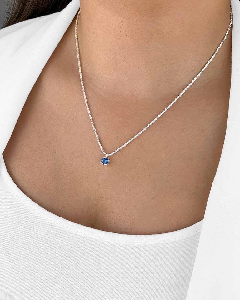 DANIEL CLIFFORD Kette mit Anhänger 'Sophie' Damen Halskette Silber 925 Anhänger Kristall blau 45cm (inkl. Verpackung), größenverstellbare Silberkette mit königsblauem Kristall-Anhänger von DANIEL CLIFFORD