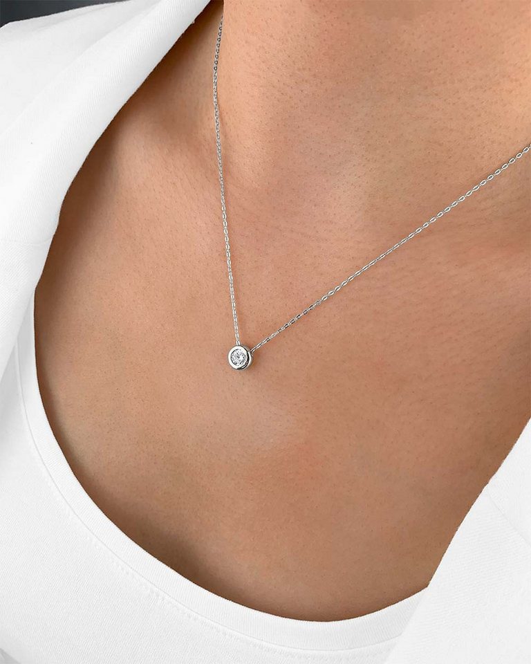 DANIEL CLIFFORD Kette mit Anhänger 'Una' Damen Halskette Silber 925 Solitär Kristall Anhänger (inkl. Verpackung), elegante Solitär-Kette mit Kristall weiß, das perfekte Geschenk von DANIEL CLIFFORD