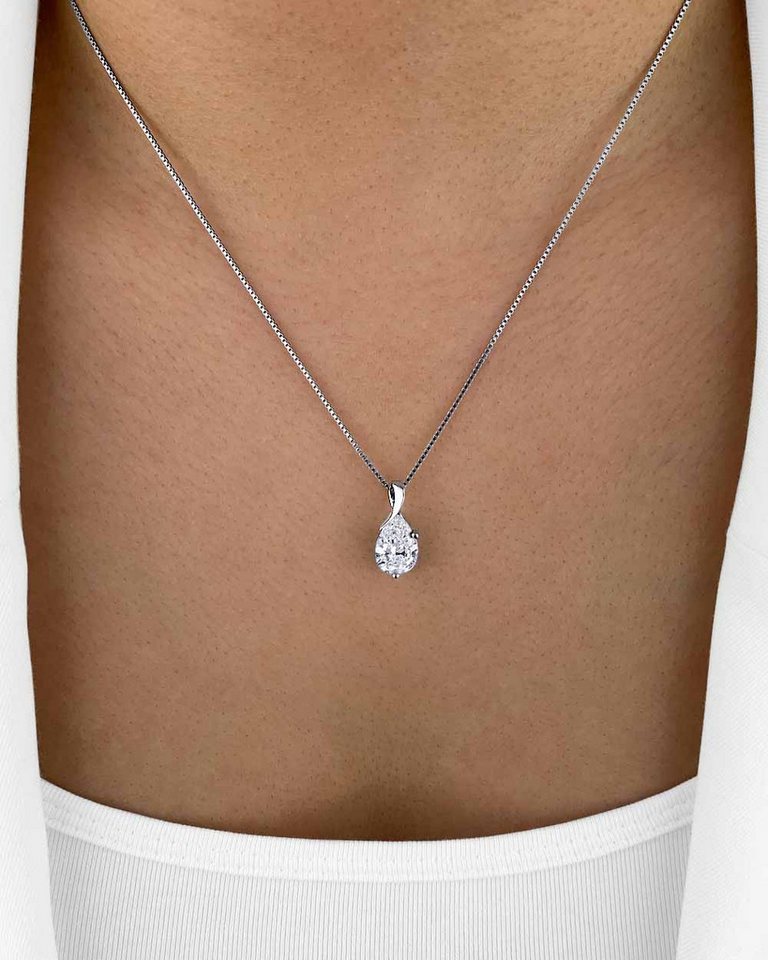 DANIEL CLIFFORD Kette mit Anhänger 'Violette' Damen Halskette Silber 925 Kristall Anhänger Tropfen (inkl. Verpackung), größenverstellbare Silberkette 40cm - 45cm, Collier mit Kristall von DANIEL CLIFFORD