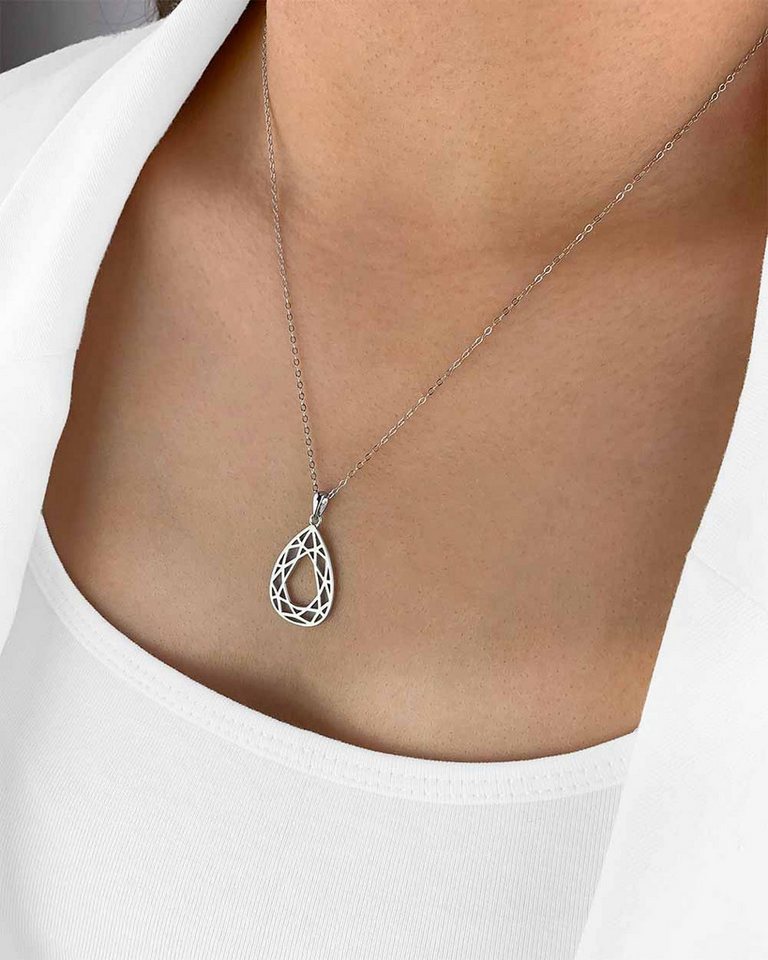 DANIEL CLIFFORD Kette mit Anhänger 'Vivian' Damen Halskette Silber 925 Mandala Tropfen Anhänger (inkl. Verpackung), Silberkette 45cm geometrische Form Anhänger anlaufgeschützt von DANIEL CLIFFORD