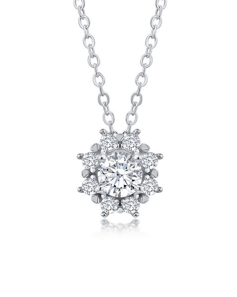 DANIEL CLIFFORD Kette mit Anhänger 'Yuki' Damen Halskette Silber 925 Kristall Anhänger Stern Blume (inkl. Verpackung), Silberkette mit Anhänger Schneeblume, größenverstellbar 40cm - 45cm von DANIEL CLIFFORD