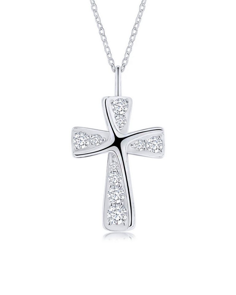 DANIEL CLIFFORD Kreuzkette 'Irene' Damen Halskette Silber 925 Kreuz Anhänger Kristall (inkl. Verpackung), größenverstellbare Silberkette 40 cm - 45 cm, eleganter Kreuzanhänger von DANIEL CLIFFORD