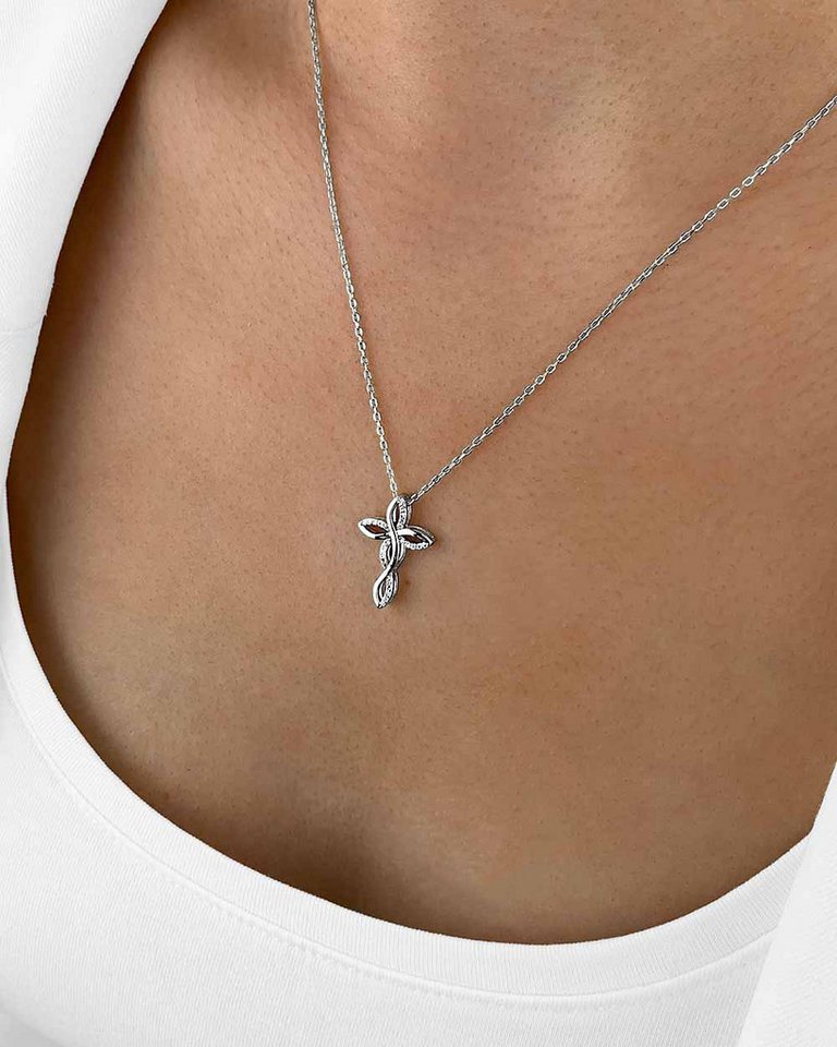 DANIEL CLIFFORD Kreuzkette 'Liora' Damen Halskette Silber 925 Kreuz Anhänger Kristalle (inkl. Verpackung), größenverstellbare Silberkette mit Kreuzanhänger Kristall als Geschenk von DANIEL CLIFFORD