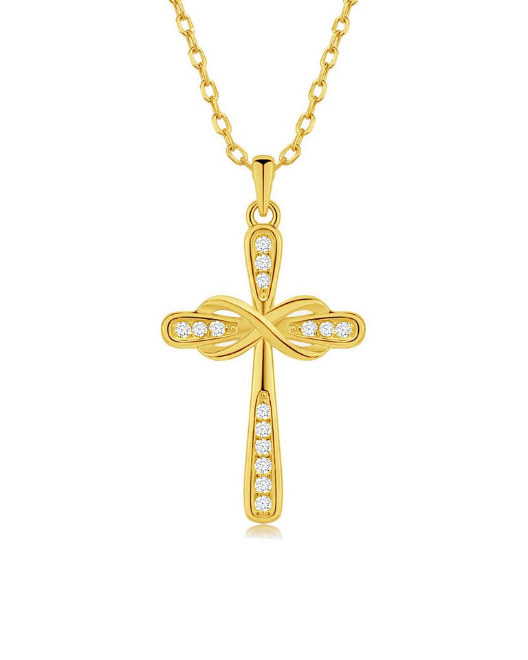 DANIEL CLIFFORD Kreuzkette 'Theodora' Damen Halskette Silber 925, 18k vergoldet Kreuz Anhänger (inkl. Verpackung), größenverstellbare Halskette 45 cm Collier mit Kristallen von DANIEL CLIFFORD