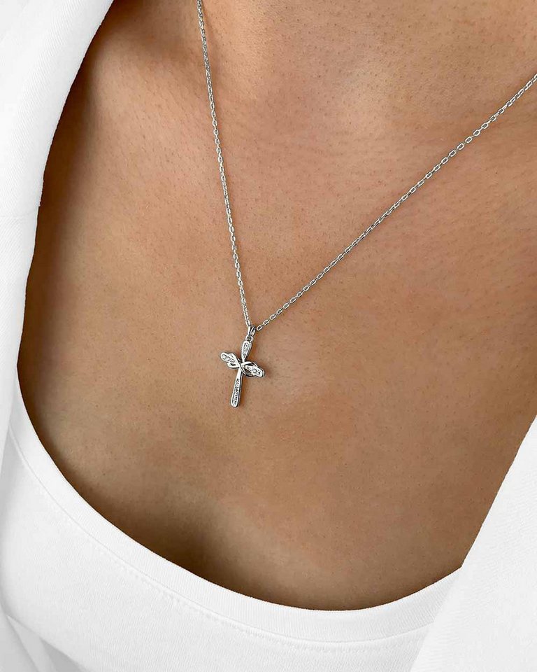 DANIEL CLIFFORD Kreuzkette 'Theodora' Damen Halskette Silber 925 Kreuz Anhänger Kristall Infinity (inkl. Verpackung), größenverstellbare Kreuzkette Sterlingsilber mit Unendlichkeitszeichen von DANIEL CLIFFORD