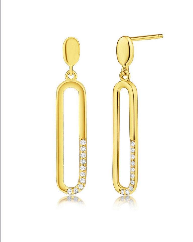 DANIEL CLIFFORD Paar Ohrstecker 'Coco' Damen Ohrstecker Silber 925 Zirkonia Kristall hängend (inkl. Verpackung), Goldohrringe im eleganten Hänge-Look von DANIEL CLIFFORD