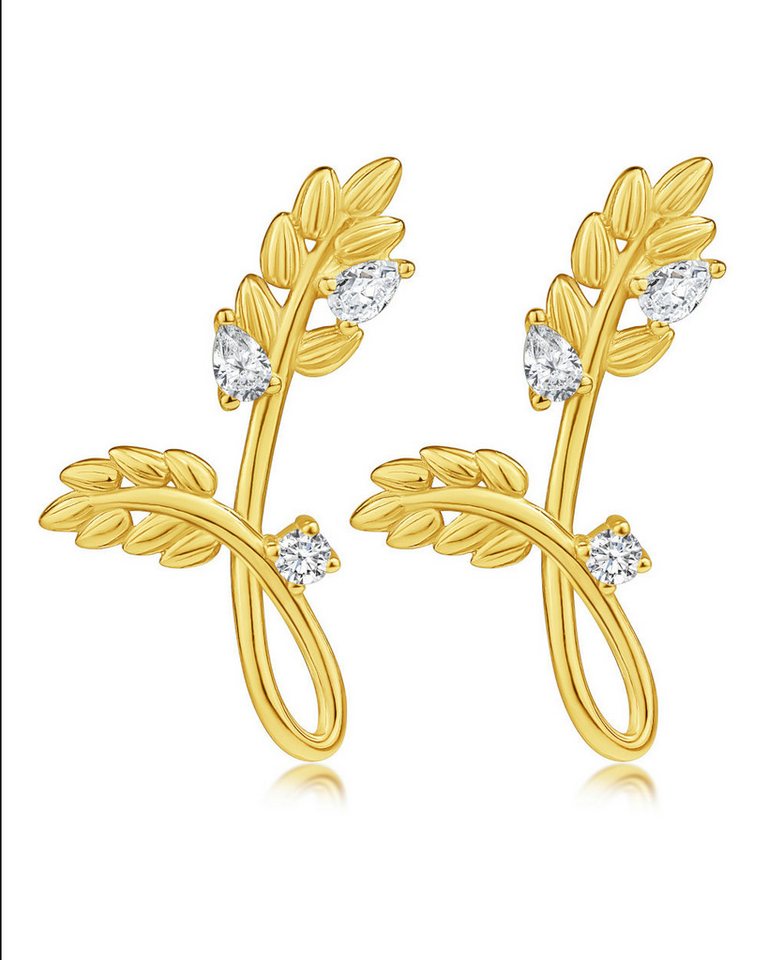 DANIEL CLIFFORD Paar Ohrstecker 'Felicia' Damen Ohrstecker Silber 925 vergoldet 18k Gold Kristall (inkl. Verpackung), hochwertige Gold-Ohrringe, Beschichtung aus echtem 585 Gelbgold von DANIEL CLIFFORD