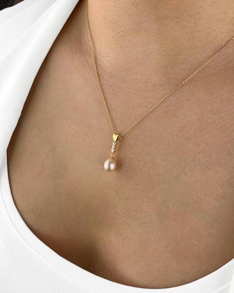 DANIEL CLIFFORD Perlenkette 'Rebecca' Damen Halskette 18 Karat vergoldet mit Anhänger Perle (inkl. Verpackung), größenverstellbare Halskette 45cm aus 925 Silber vergoldet von DANIEL CLIFFORD