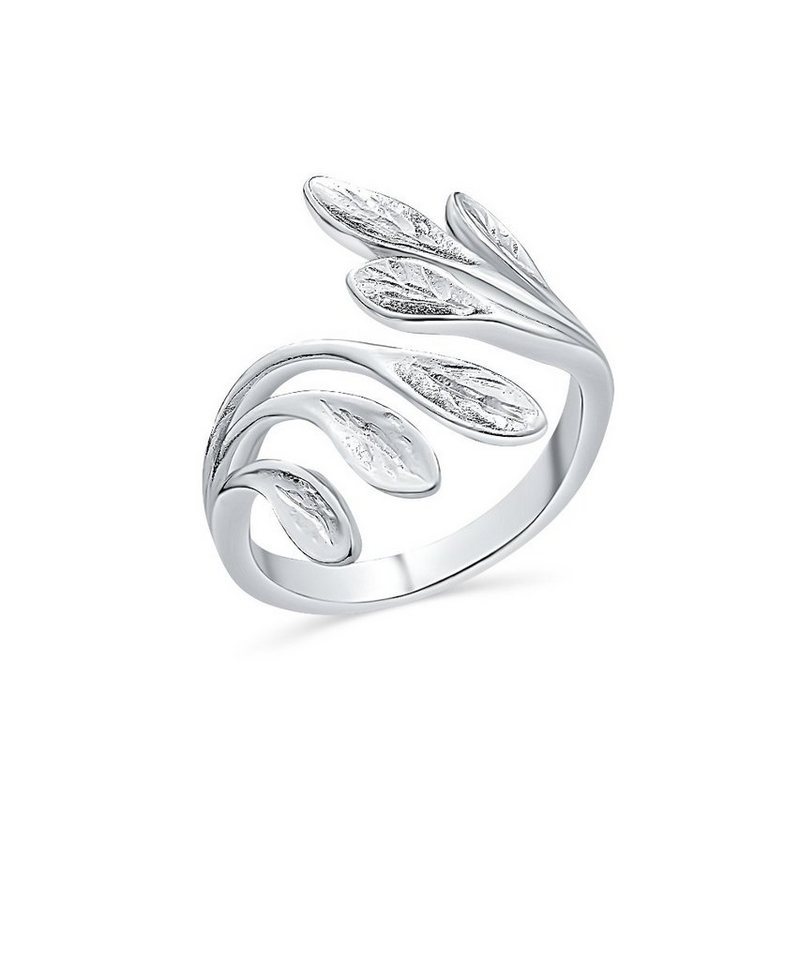 DANIEL CLIFFORD Silberring 'Lea' Damen Ring Silber 925 Lorbeerzweig größenverstellbar (inkl. Verpackung), stylischer Statement Ring aus Sterlingsilber, Lorbeer Blätter Form, haut- und allergiefreundlich von DANIEL CLIFFORD