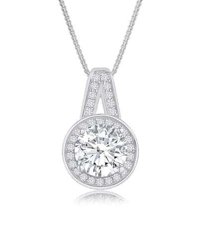 DANIEL CLIFFORD 'Sue' Damen Halskette Silber 925 Anhänger Kristall, 45cm filigrane Silberkette kleiner Stein Zirkonia Anhänger dünne Kette schlicht von DANIEL CLIFFORD