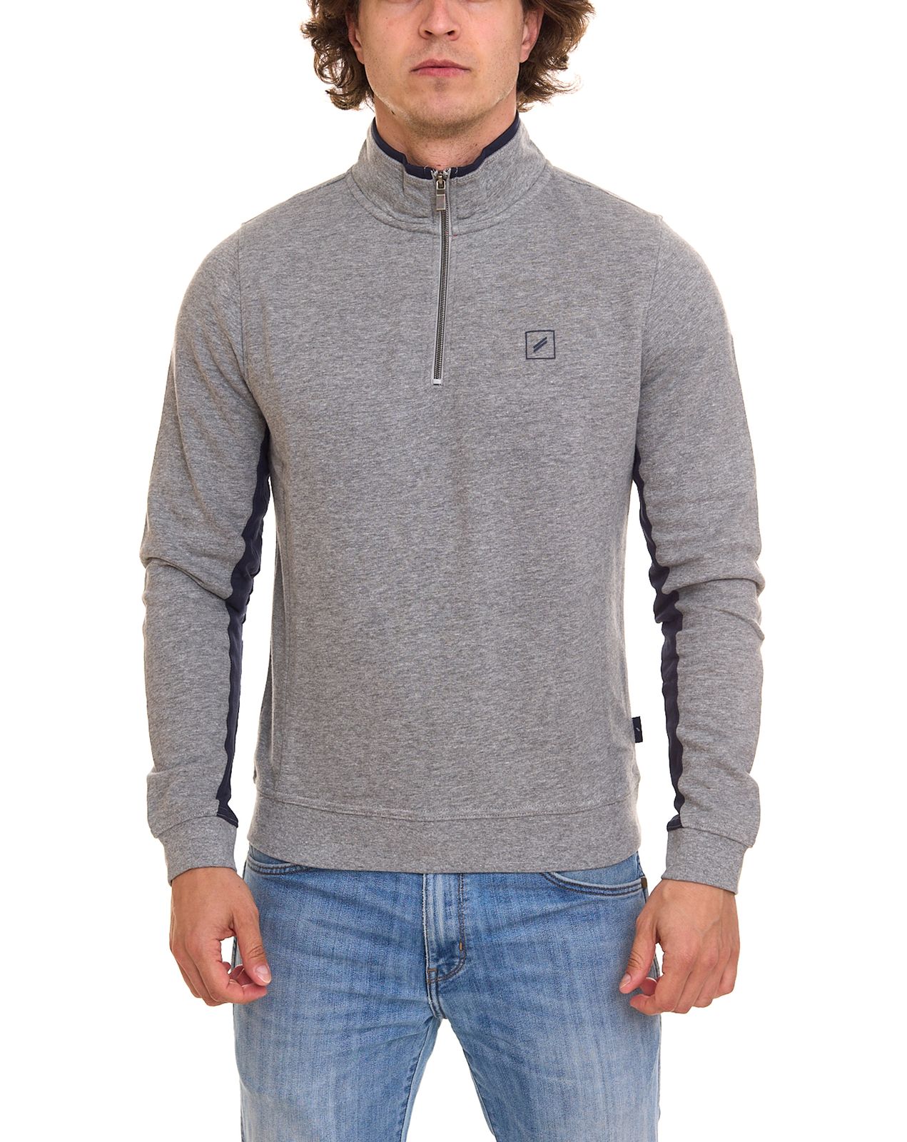 DANIEL HECHTER Herren Baumwoll-Pullover modischer Zip-Sweater mit Stehkragen 61350834 Grau von DANIEL HECHTER