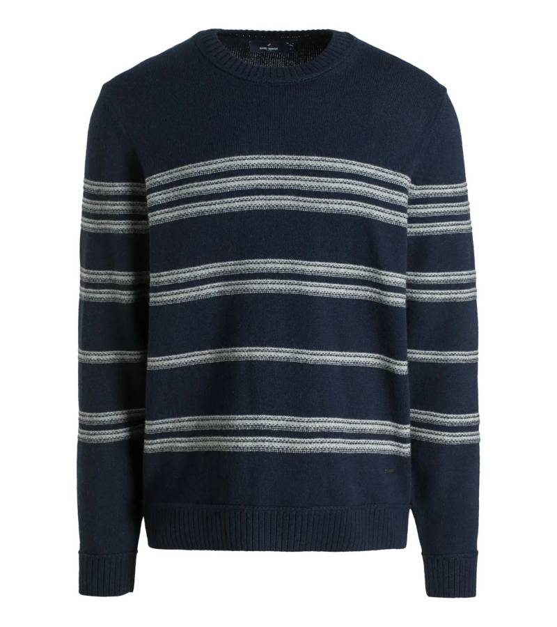 DANIEL HECHTER Herren Strick-Pullover aus weichem Woll-Mix Sweater mit Streifen 44976529 Blau von DANIEL HECHTER