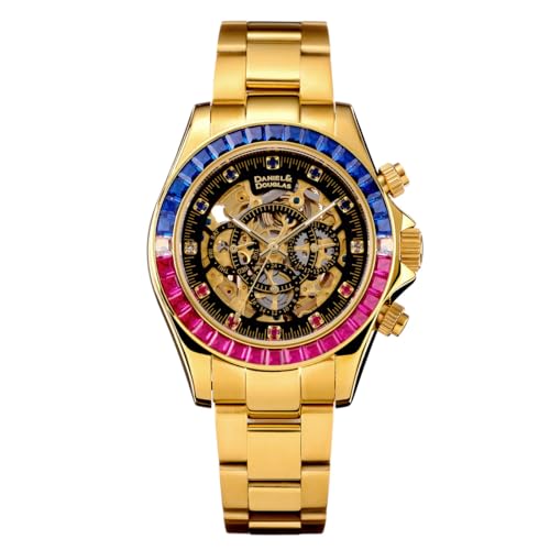 Armbanduhr Mechanisch Automatik DD8802DG Analog Automatik Daniel&Douglas Gold Blau Rot Herren von DANIEL&DOUGLAS(ダニエルアンドダグラス)