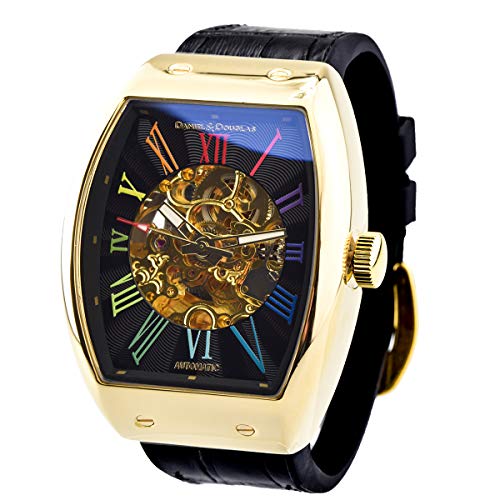 DANIEL&DOUGLAS Armbanduhr DD8808 Analog Automatik Mechanische Armbanduhr Skelett Marke Herren, Gold, Regenbogen, Schwarz, Modern von DANIEL&DOUGLAS(ダニエルアンドダグラス)