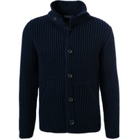 DANIELE FIESOLI Herren Cardigan blau Lammwolle unifarben von DANIELE FIESOLI