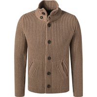 DANIELE FIESOLI Herren Cardigan braun Lammwolle unifarben von DANIELE FIESOLI