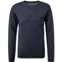 DANIELE FIESOLI Herren Pullover blau Merinowolle unifarben von DANIELE FIESOLI