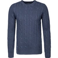 DANIELE FIESOLI Herren Pullover blau Merinowolle unifarben von DANIELE FIESOLI