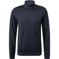 DANIELE FIESOLI Herren Stehkragenpullover blau Merinowolle unifarben von DANIELE FIESOLI